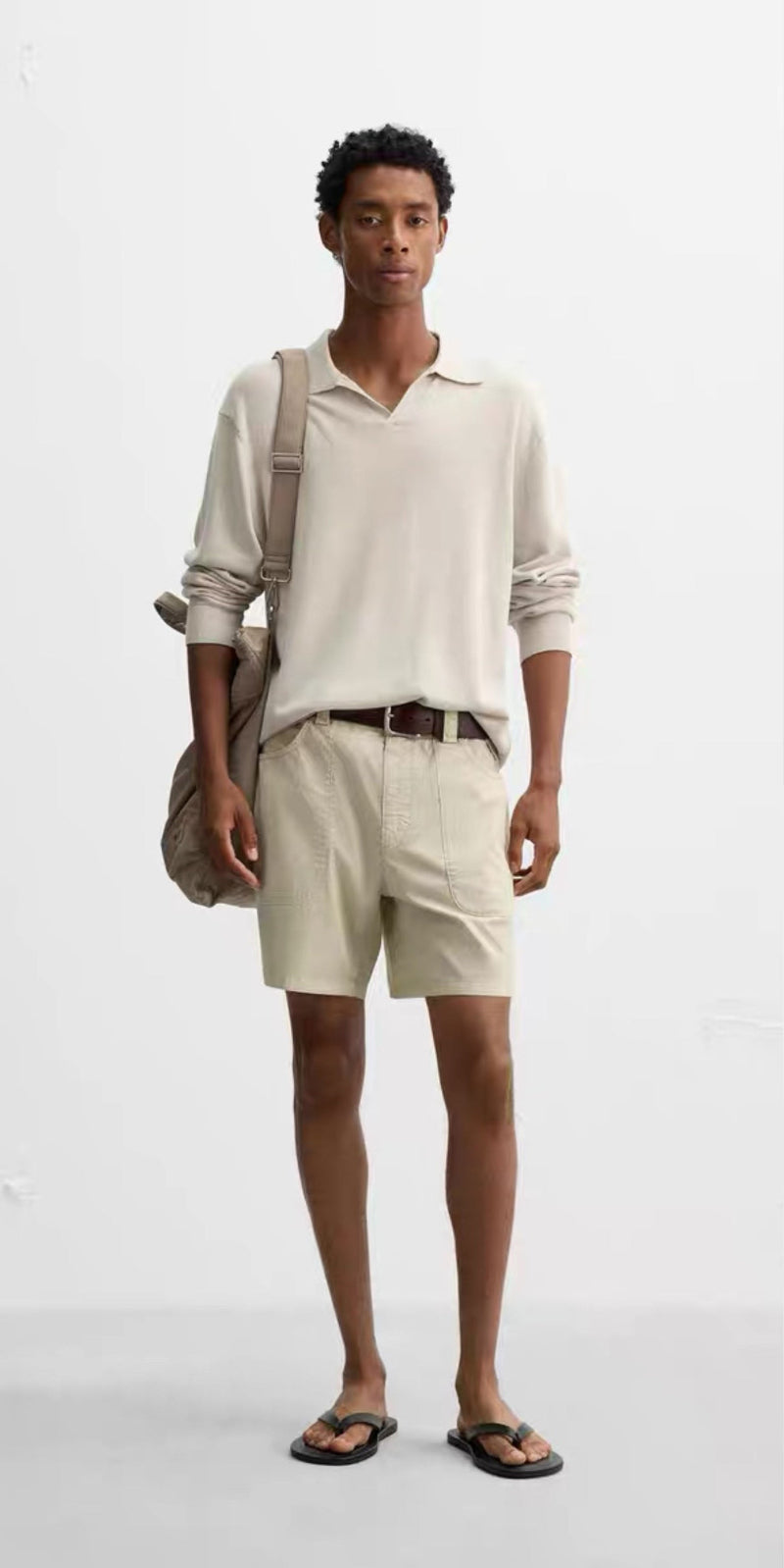 Men’s Open-Collar Knit Polo Shirt