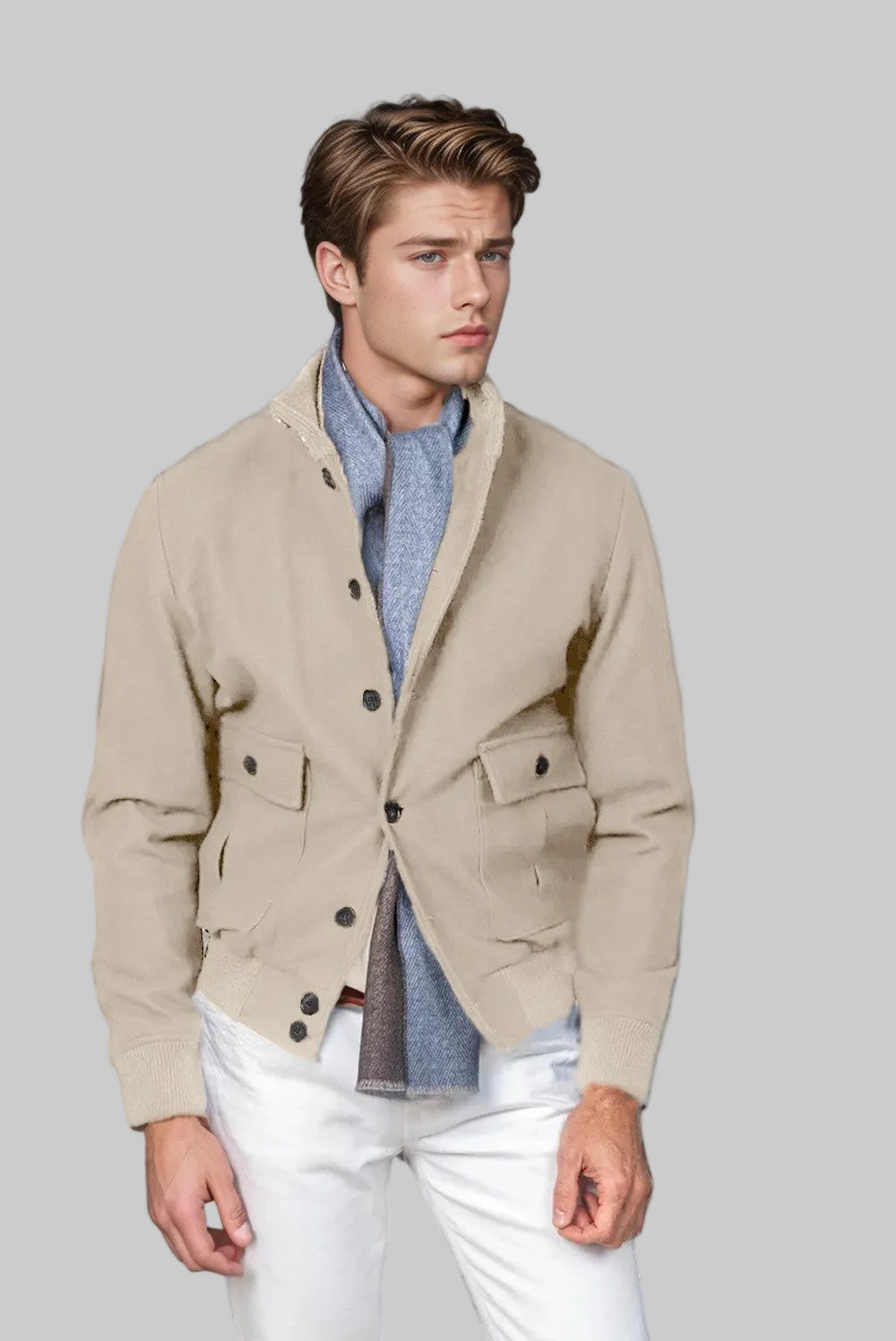 Tailored Stand-Collar Quilted Jacket