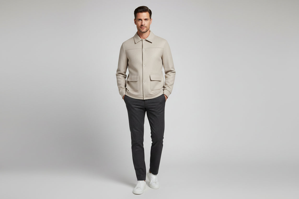 Men’s Slim Fit Casual Jacket – Woven Fabric, Regular Thickness