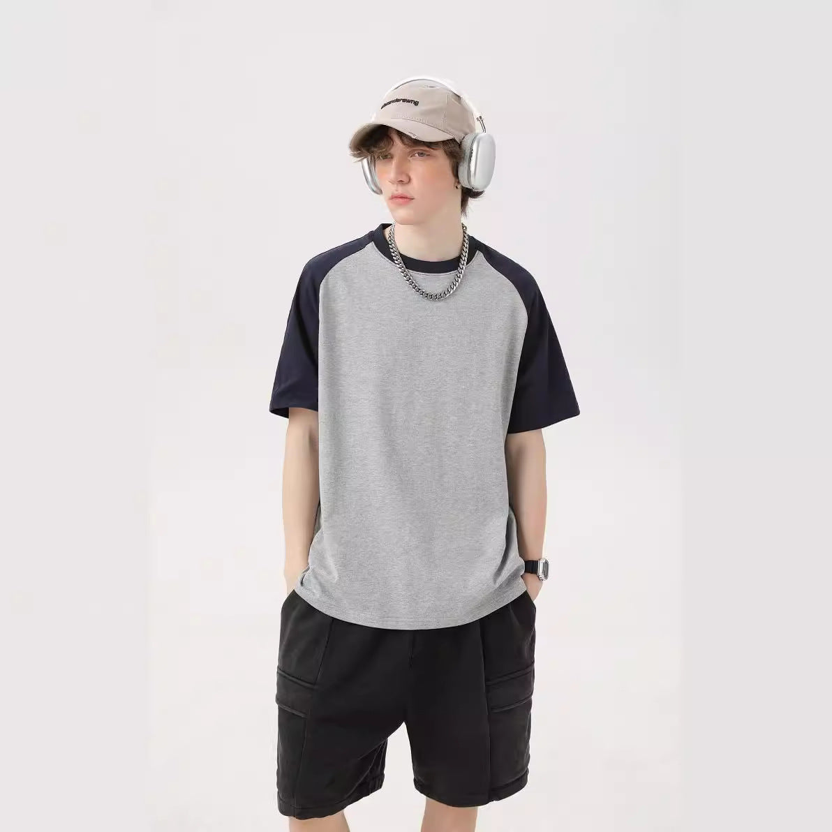 “Men’s Color Block Raglan T‑Shirt