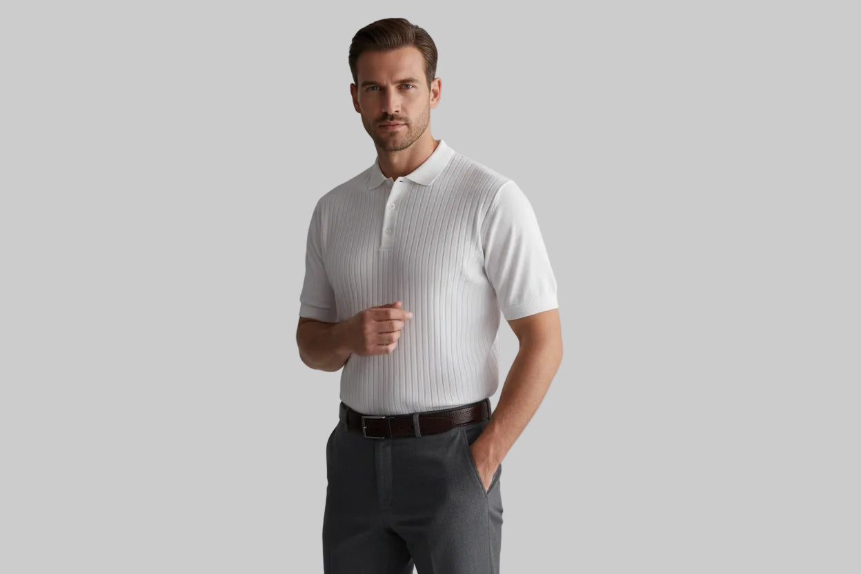 Textured Knit Henley T-Shirt – Tailored Fit