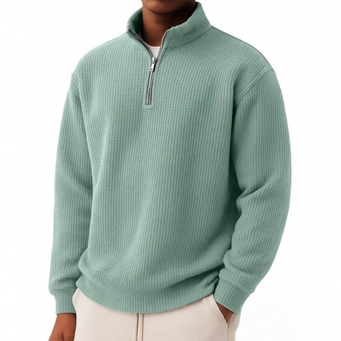 Men’s Premium Ribbed Half-Zip Knit Sweater