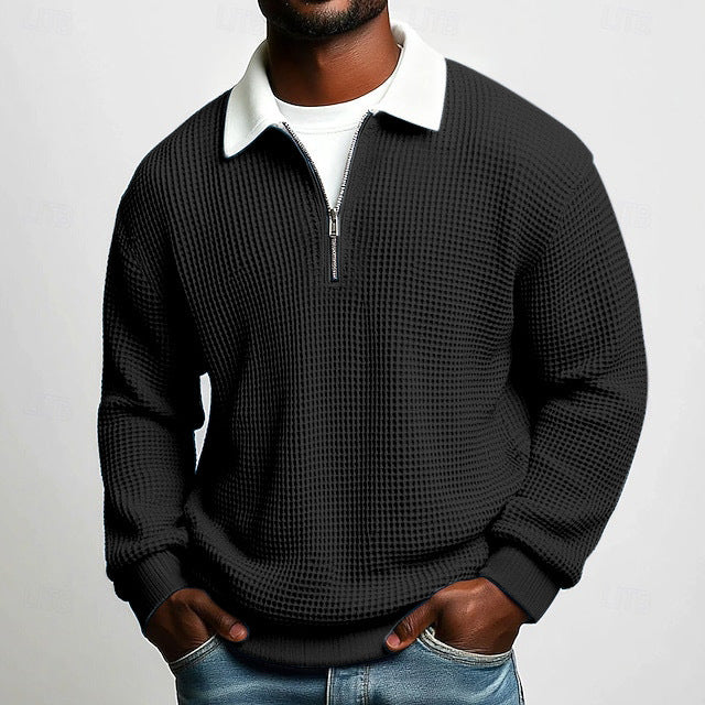 Premium Zip-Neck Knit Sweater