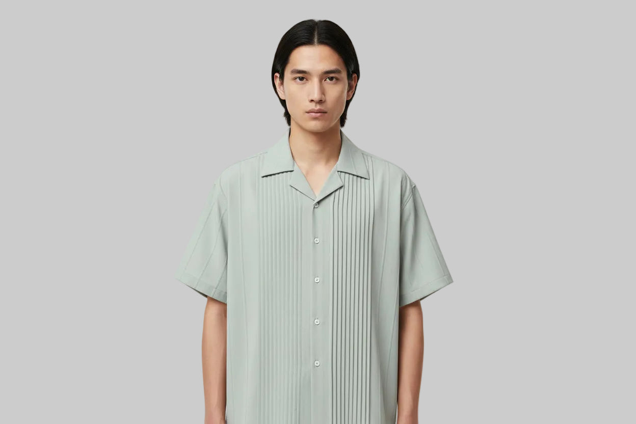 Men’s Ivory Plissé Textured Resort Shirt
